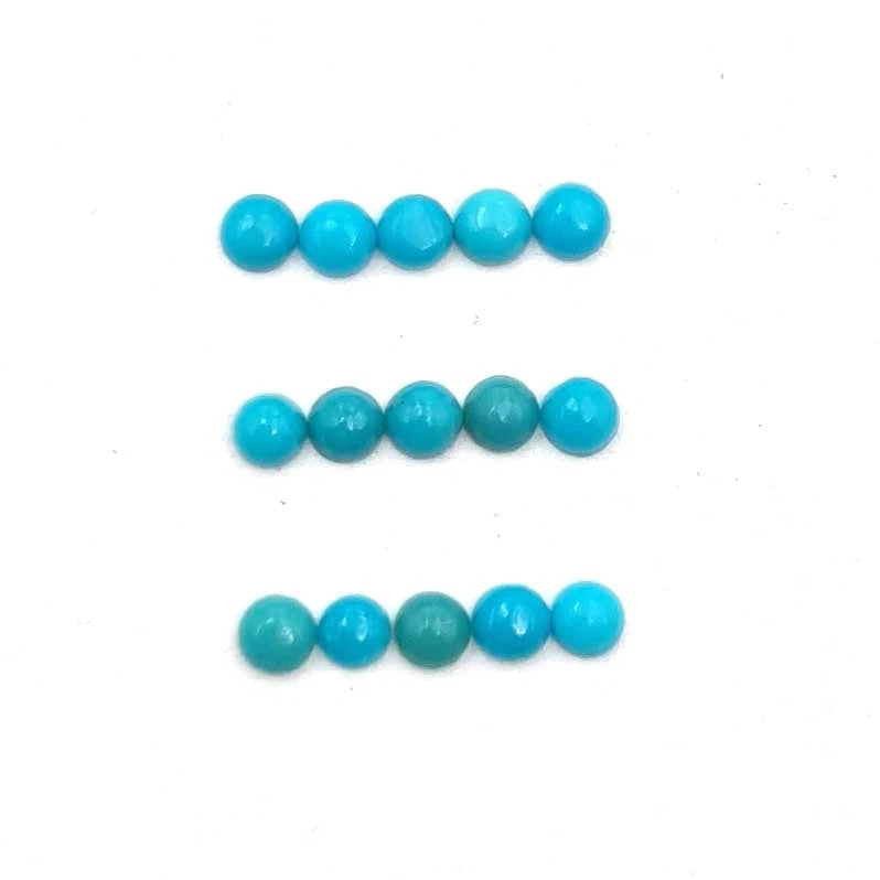 Natural 2mm Sleeping Beauty Turquoise Round Cabochon Gemstones Wholesale Lot