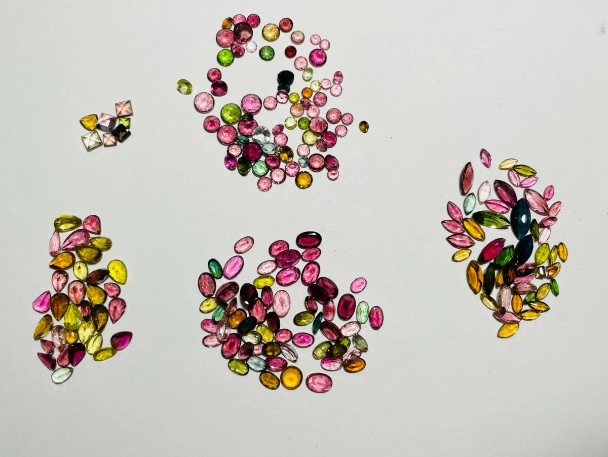 Natural AAA Tourmaline Mixed-Cut Loose Gemstone Lot, 3–10 mm