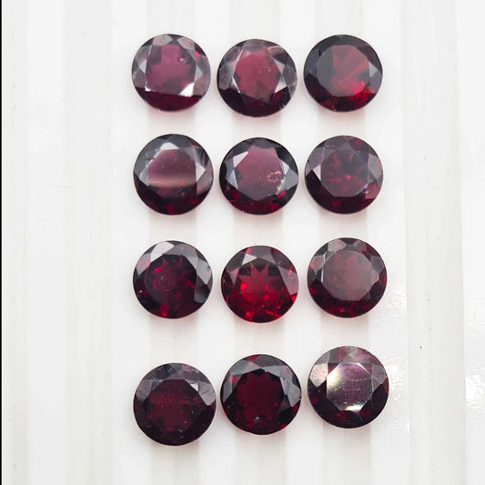 Natural 8mm Garnet Round Cut Faceted Loose Gemstone Lot For Jewelry Making