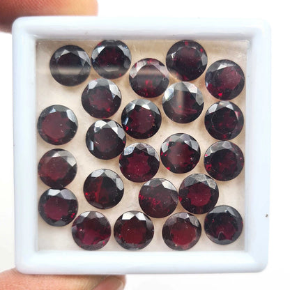 Natural 8mm Garnet Round Cut Faceted Loose Gemstone Lot For Jewelry Making