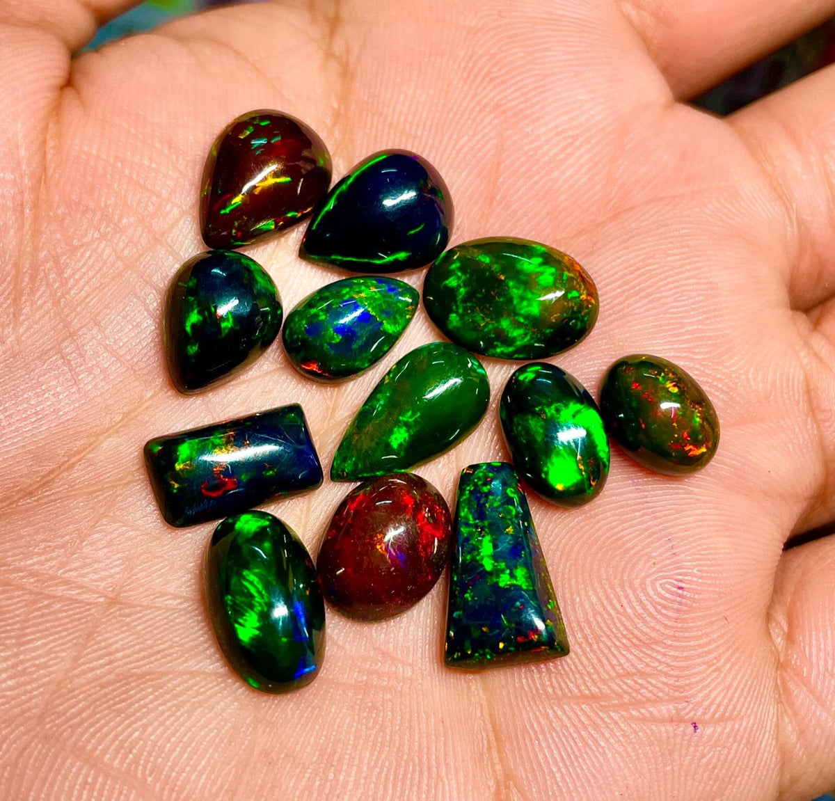 AAA Quality Natural Black Opal Loose Gemstones – Ethiopian Opal Cabochon Lot