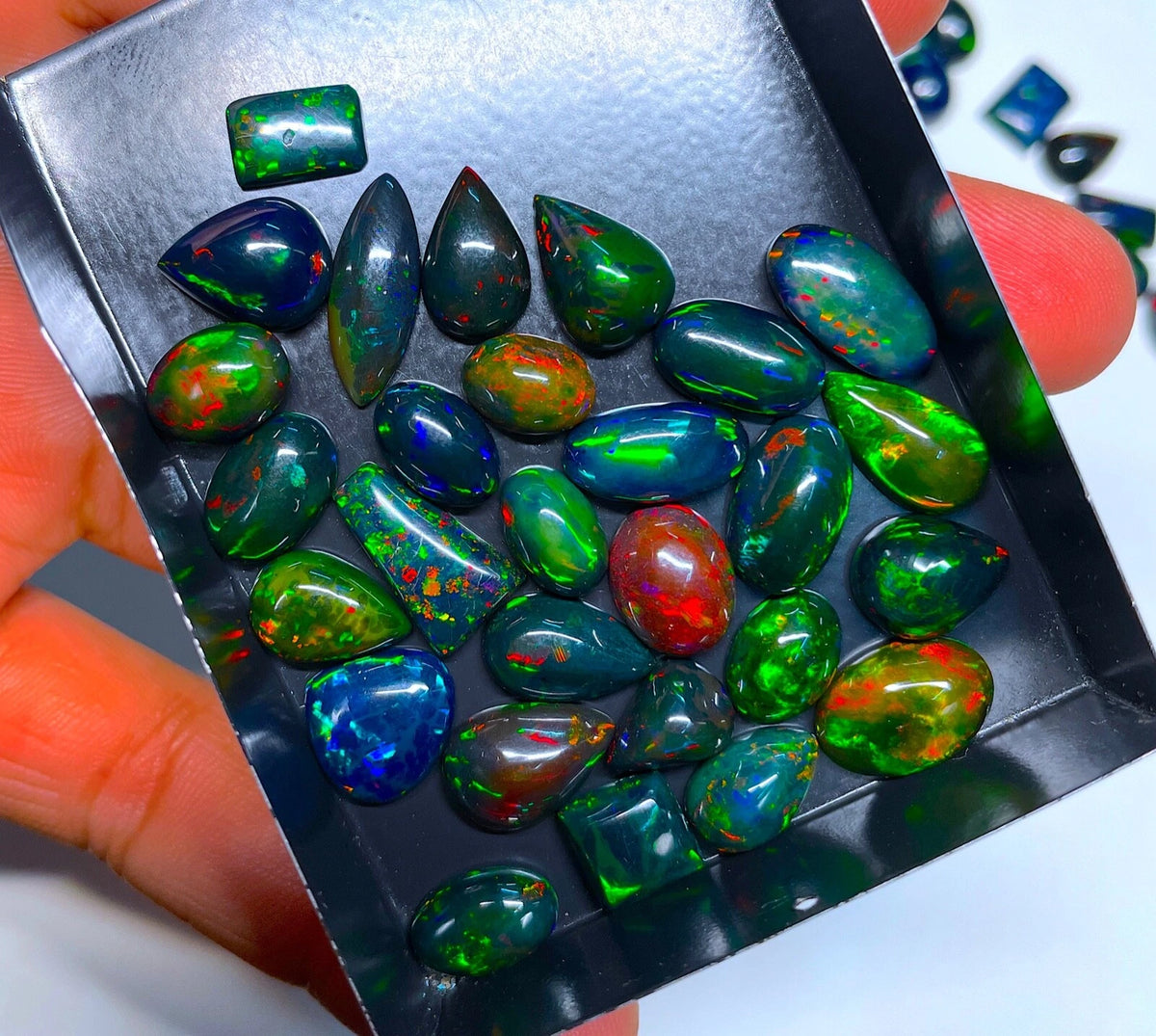 AAA Quality Natural Black Opal Loose Gemstones – Ethiopian Opal Cabochon Lot