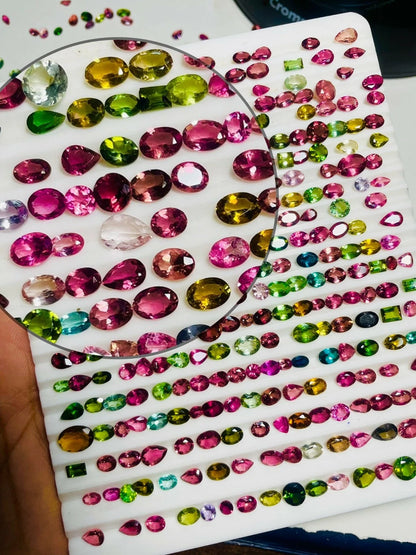 Natural AAA Tourmaline Mixed-Cut Loose Gemstone Lot, 3–10 mm