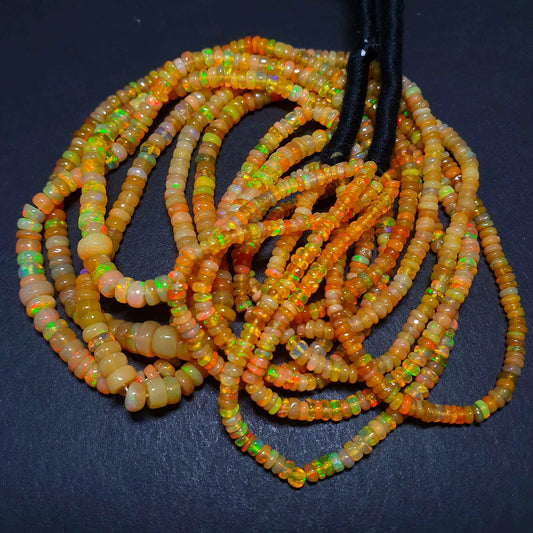 Natural Ethiopian Opal Rondelle Smooth Beads 3-4 MM 16 inch For Jewelry Making