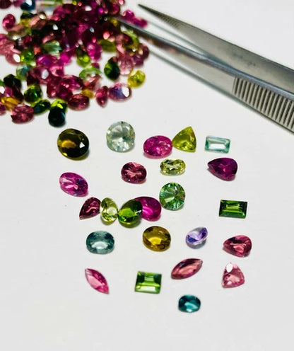 Natural AAA Tourmaline Mixed-Cut Loose Gemstone Lot, 3–10 mm